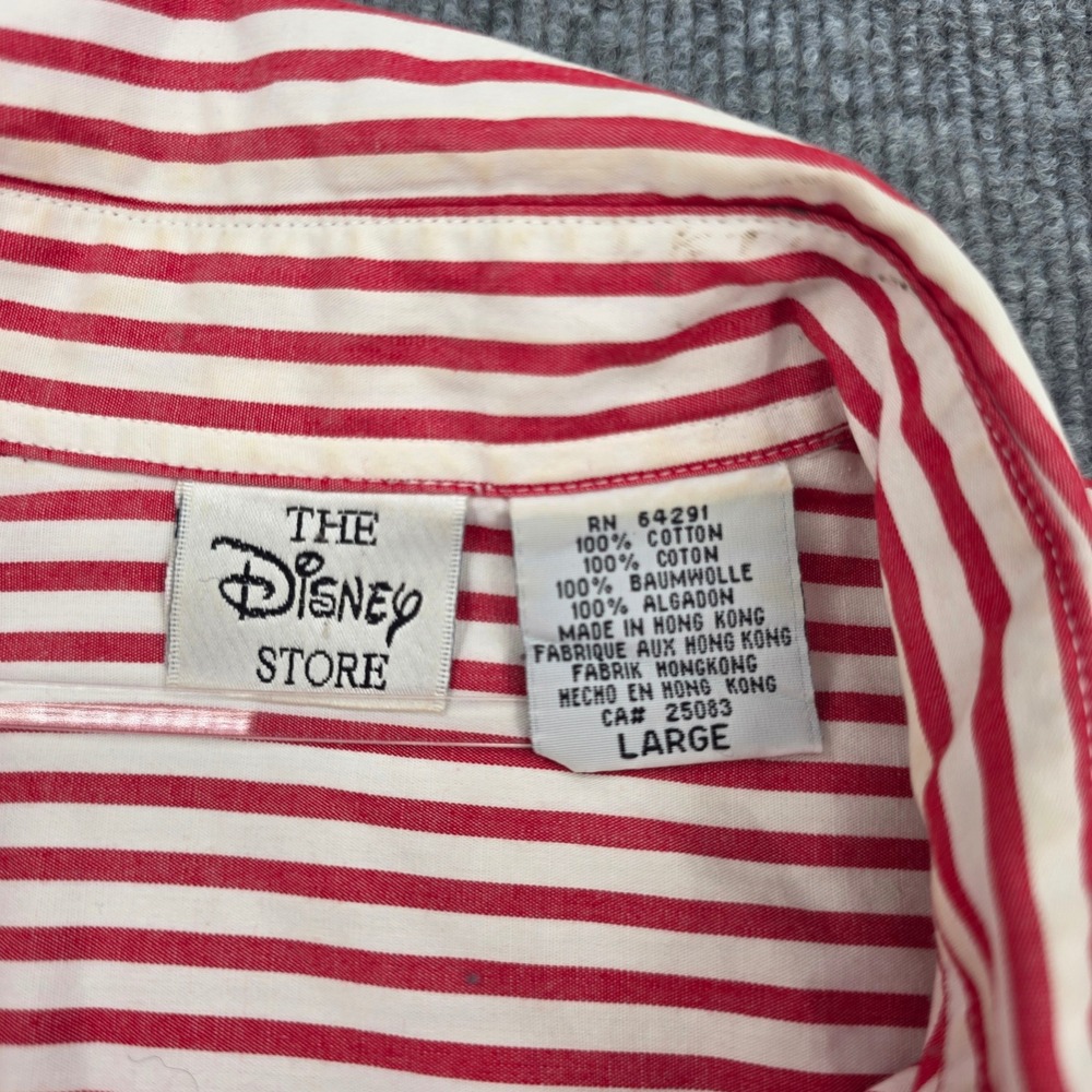 Vintage Disney Store Mickey & Friends Striped Embroidered Button Down Shirt L - Picture 10 of 11